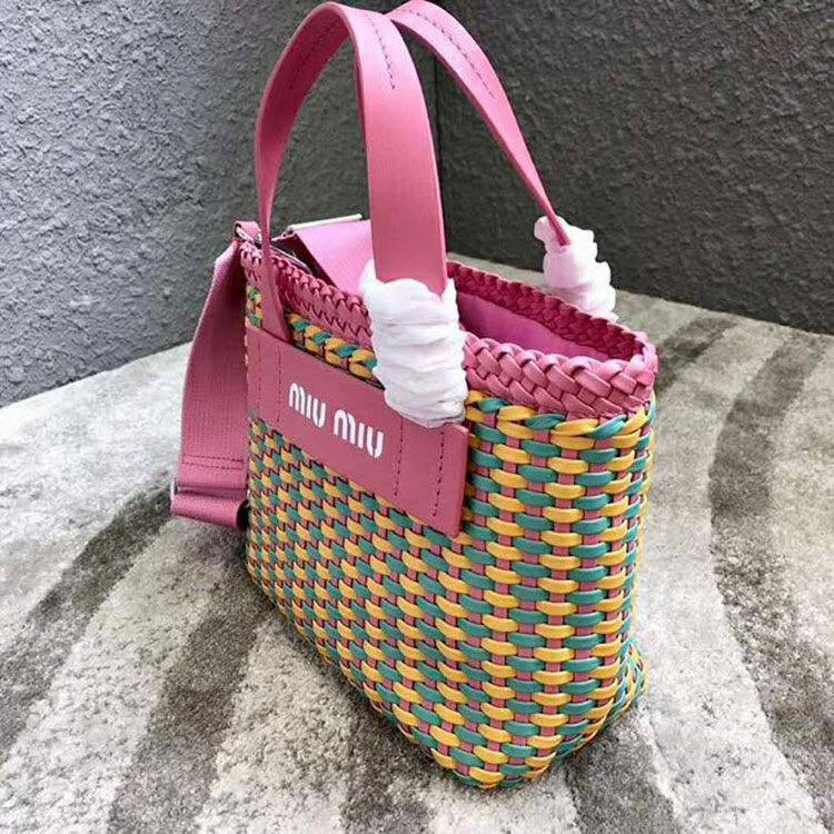 2018 MiuMiu WOVEN FAUX LEATHER BAG