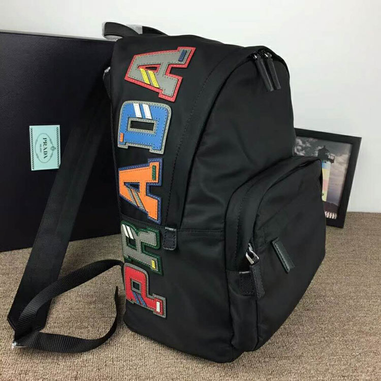 2018 Prada Man nylon and saffiano leather backpack