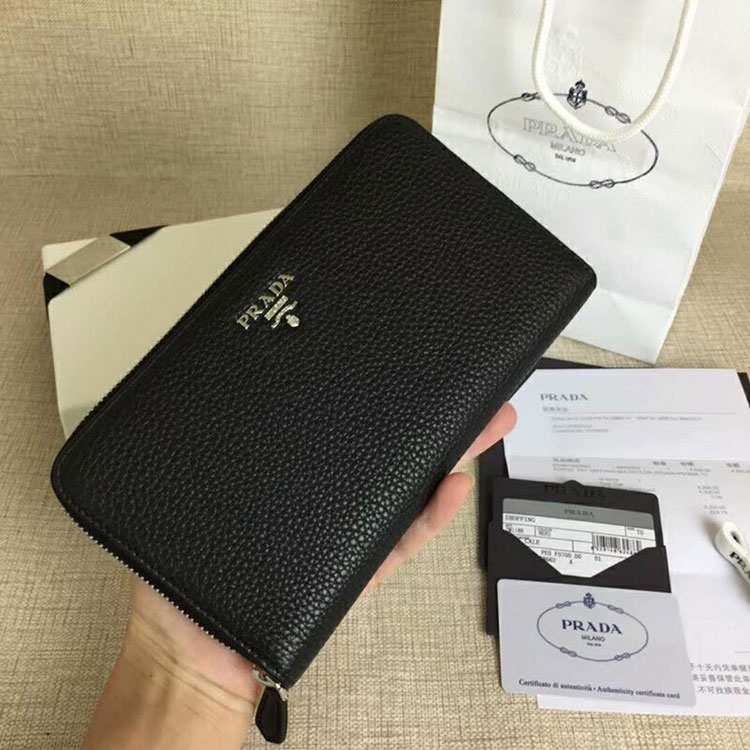 2018 Prada Men large Grained calf leather wallet