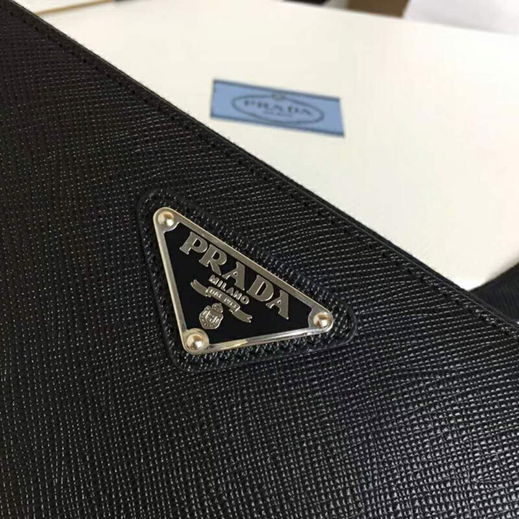 2018 Prada Men large saffiano leather wallet