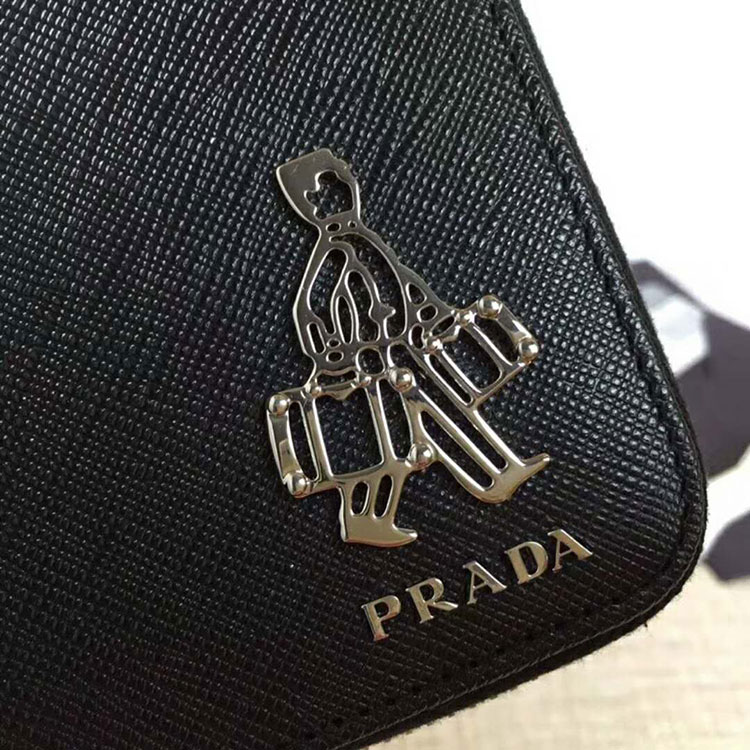 2018 Prada Men large saffiano leather wallet