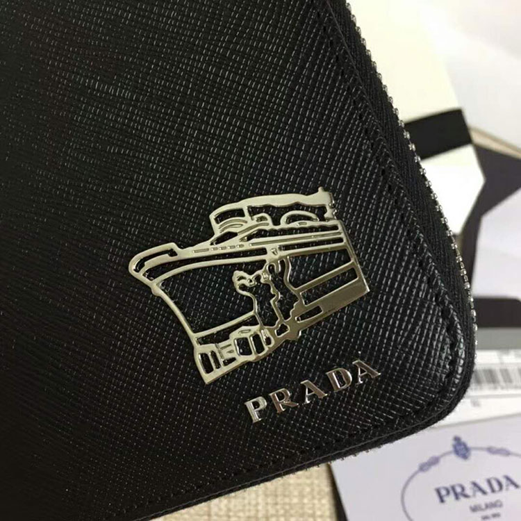 2018 Prada Men large saffiano leather wallet