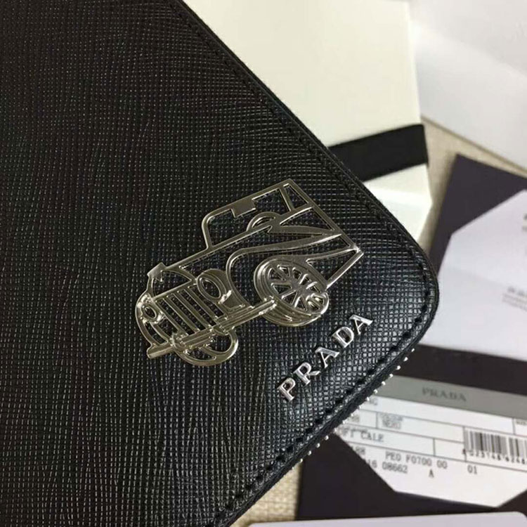 2018 Prada Men large saffiano leather wallet