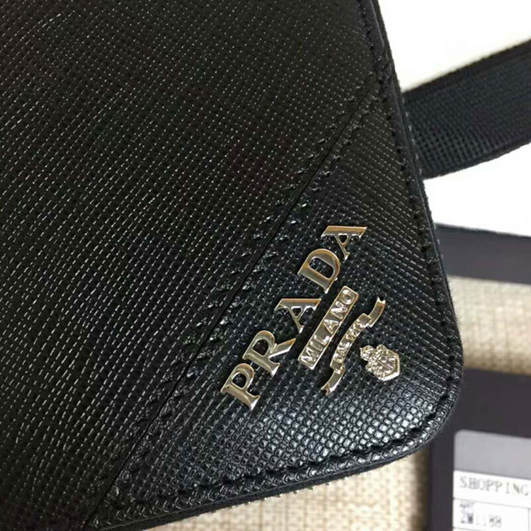 2018 Prada Men large saffiano leather wallet