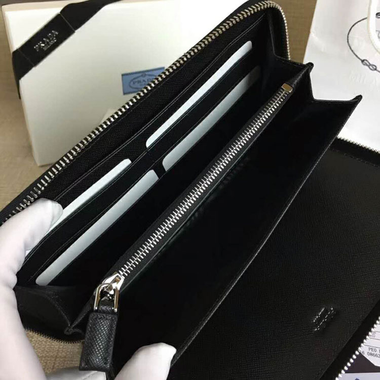 2018 Prada Men large saffiano leather wallet