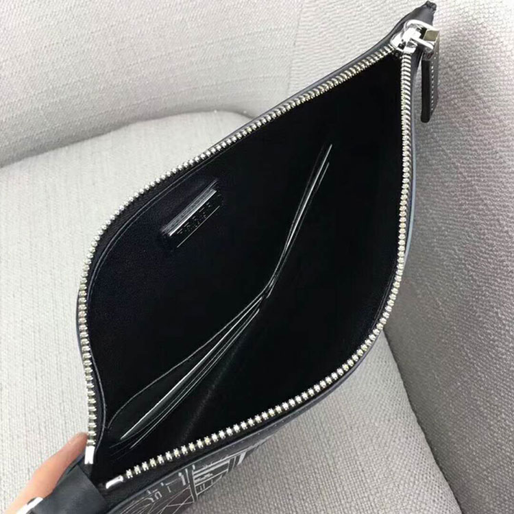 2018 Prada Men printed leather document holder