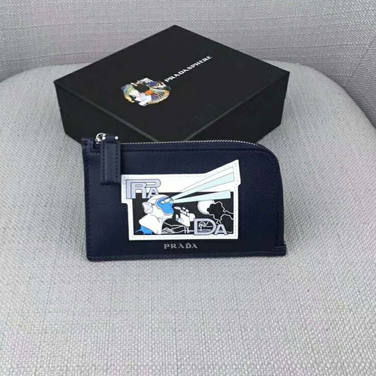 2018 Prada Men saffiano leather credit card holder