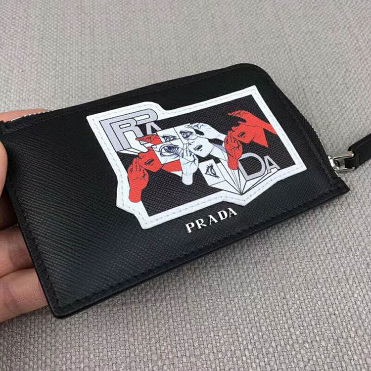 2018 Prada Men saffiano leather credit card holder