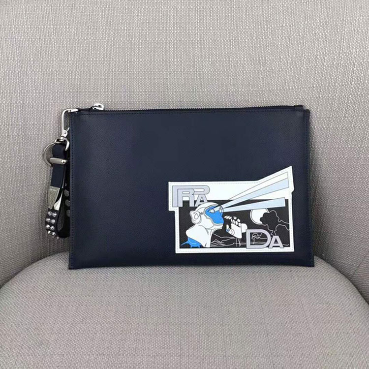 2018 Prada Men saffiano leather document holder