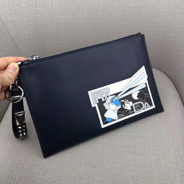 2018 Prada Men saffiano leather document holder