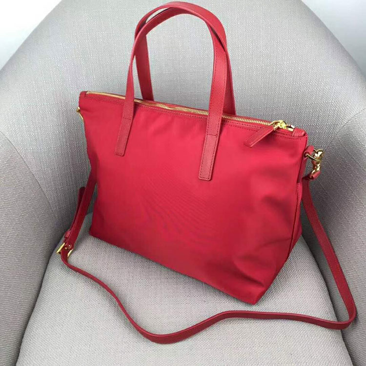 2018 Prada Women Fabric and leather tote