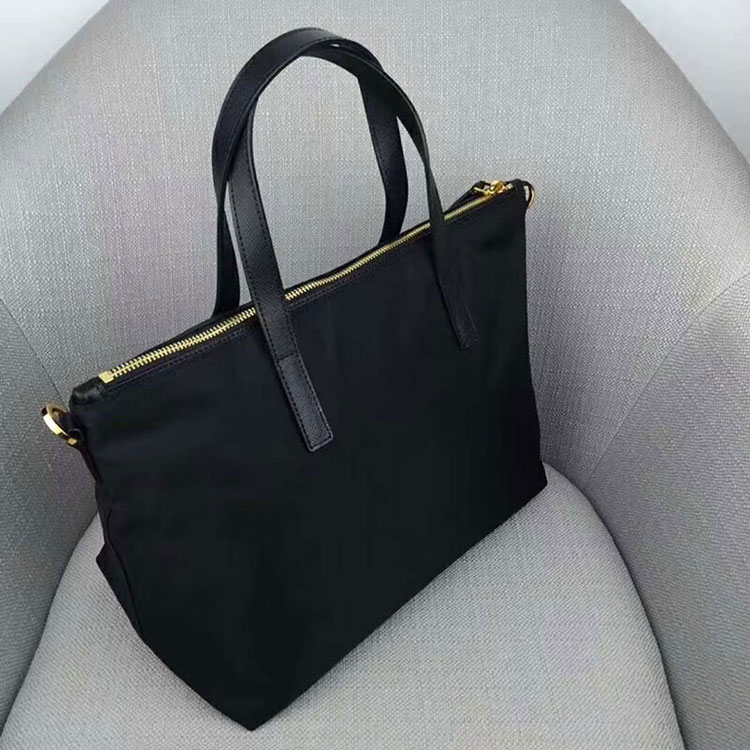 2018 Prada Women Fabric and leather tote