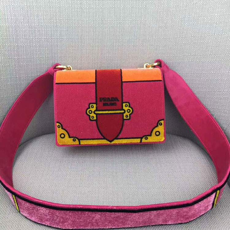 2018 Prada Women velvet shoulder bag