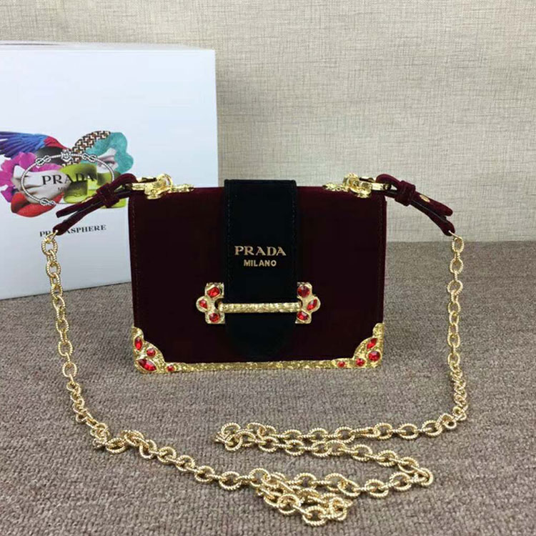 2018 Prada Women velvet shoulder bag