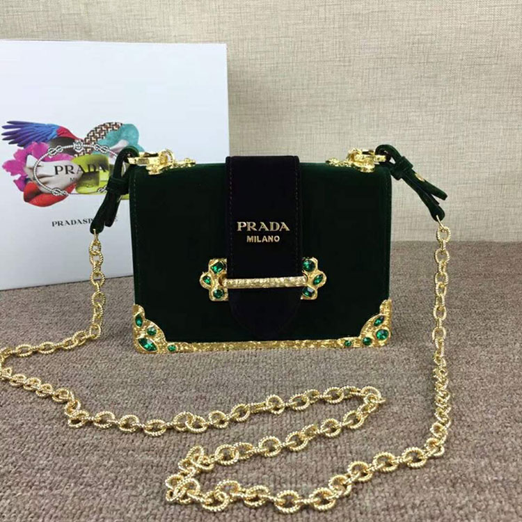 2018 Prada Women velvet shoulder bag