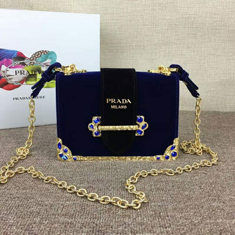 2018 Prada Women velvet shoulder bag