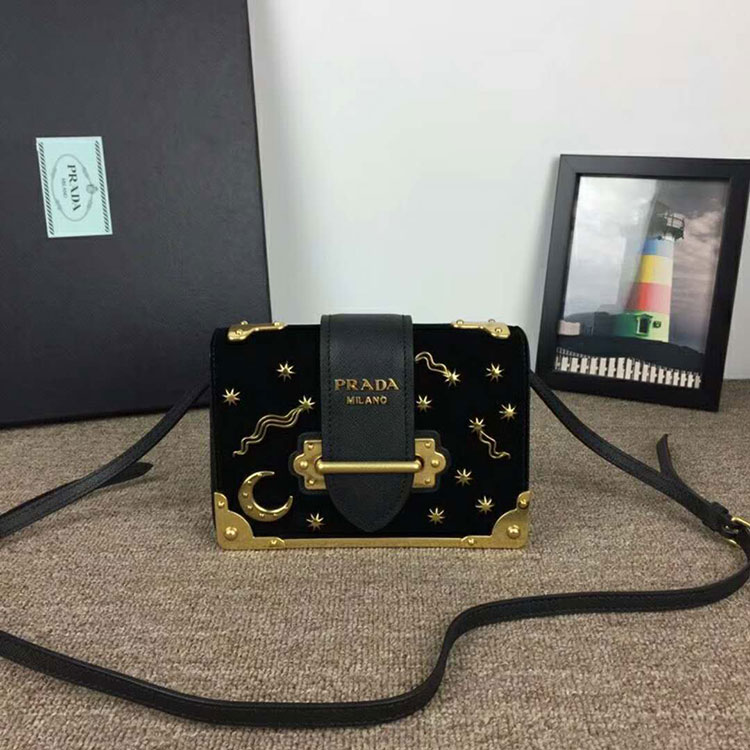 2018 Prada Women velvet shoulder bag