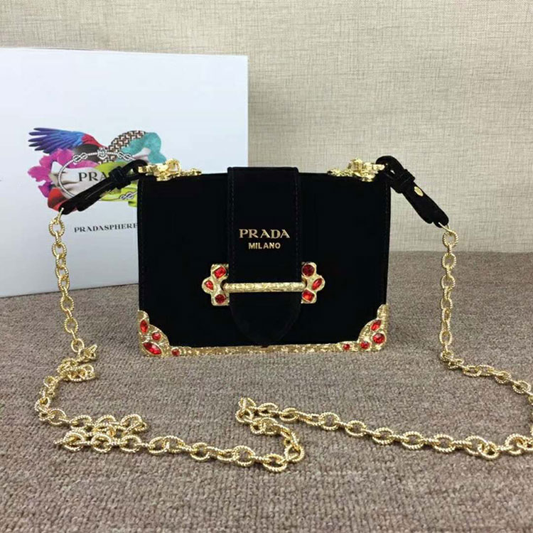 2018 Prada Women velvet shoulder bag