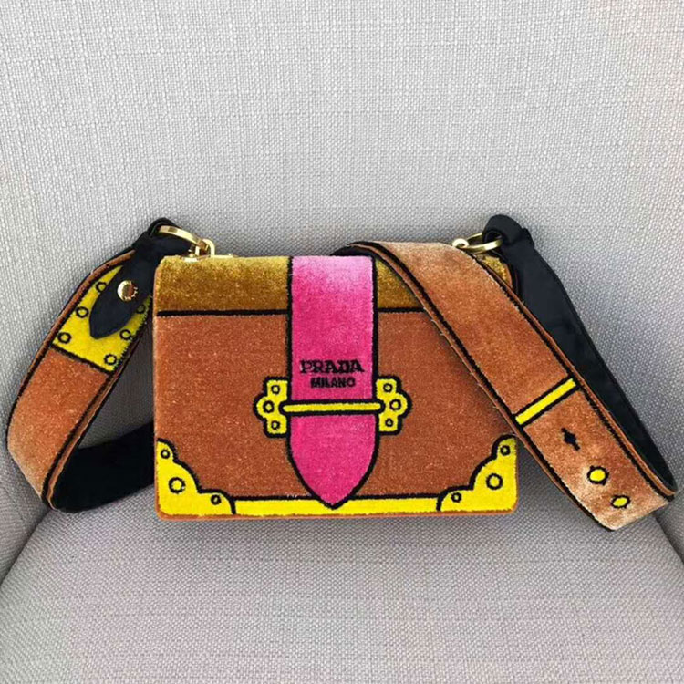 2018 Prada Women velvet shoulder bag