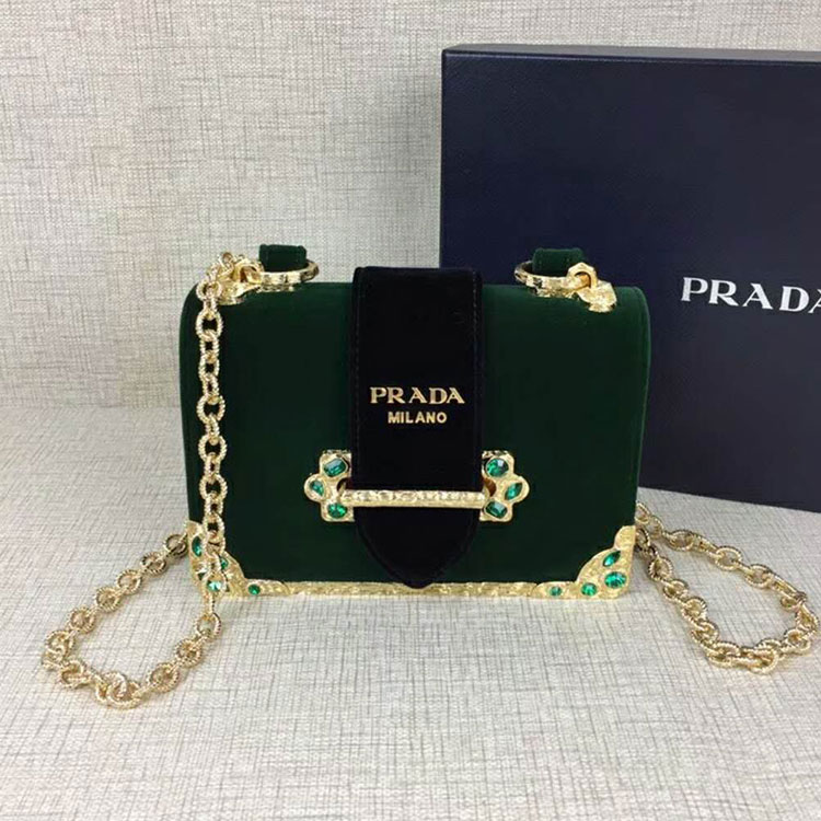 2018 Prada Women velvet shoulder bag