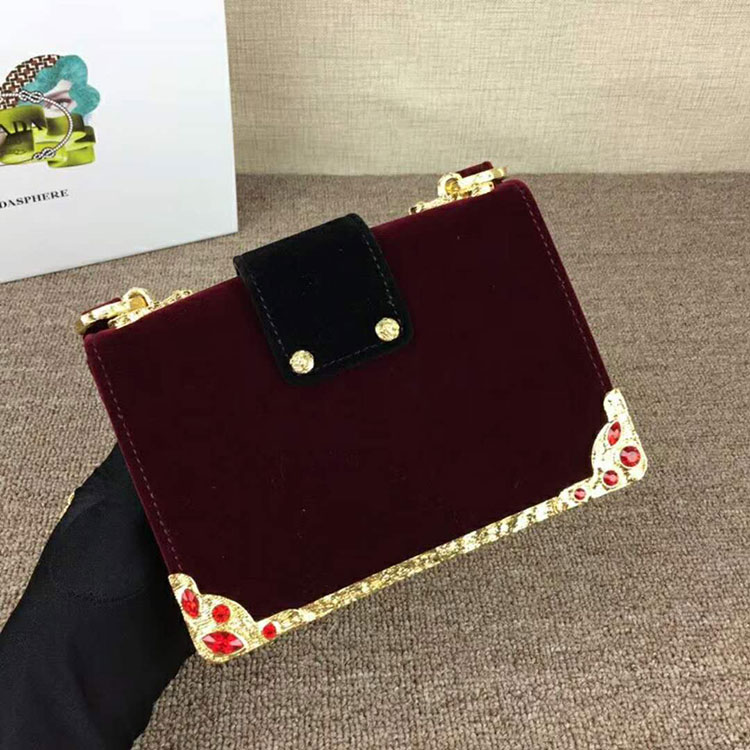 2018 Prada Women velvet shoulder bag