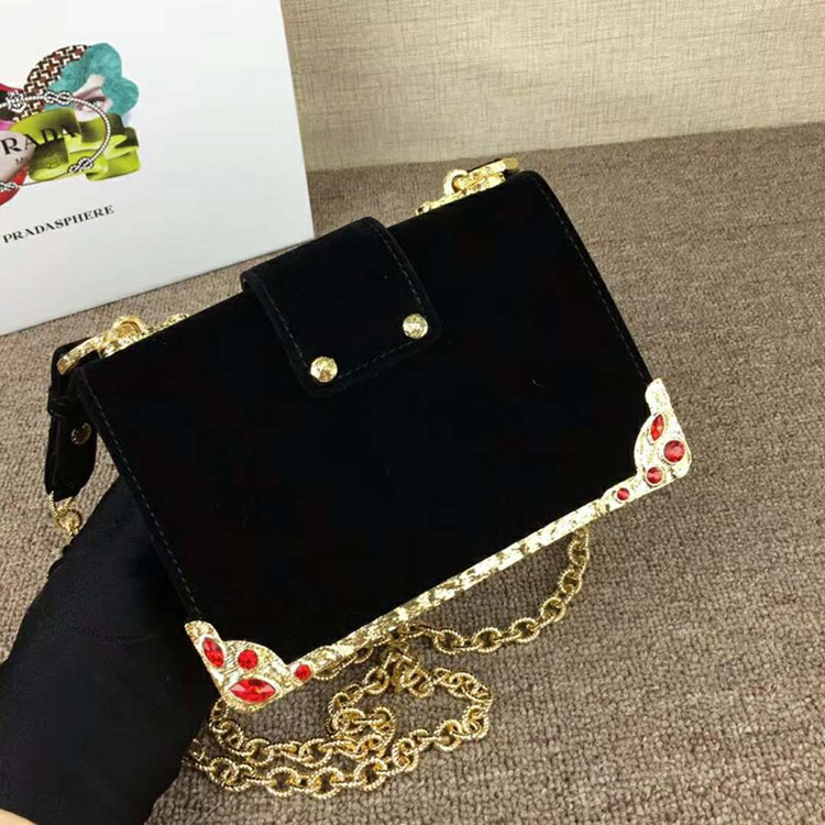 2018 Prada Women velvet shoulder bag