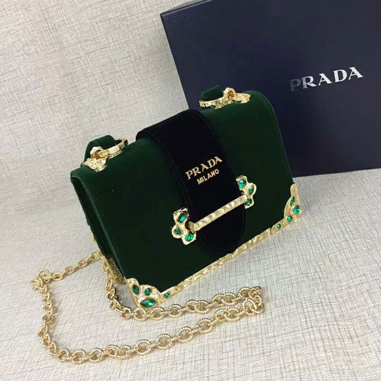 2018 Prada Women velvet shoulder bag