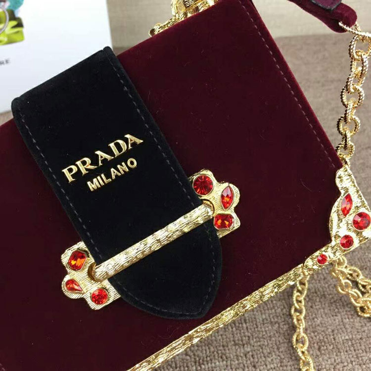 2018 Prada Women velvet shoulder bag