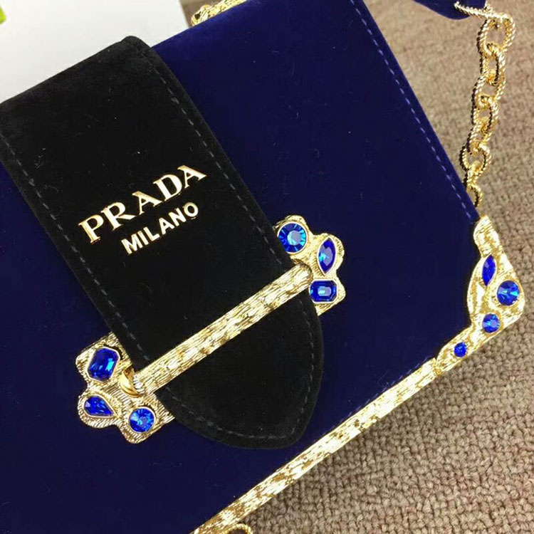 2018 Prada Women velvet shoulder bag