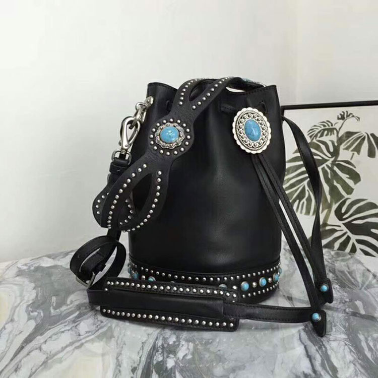 2018 Prada leather bucket bag