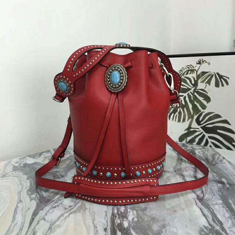 2018 Prada leather bucket bag