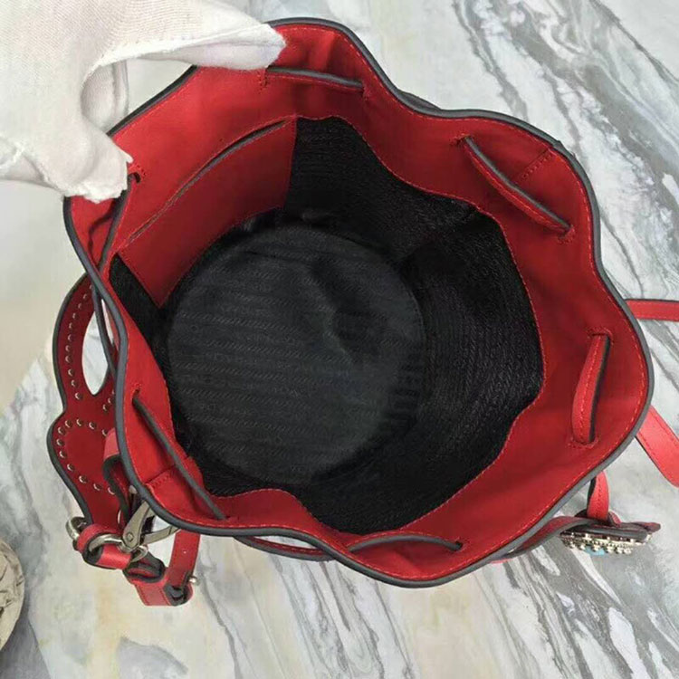 2018 Prada leather bucket bag