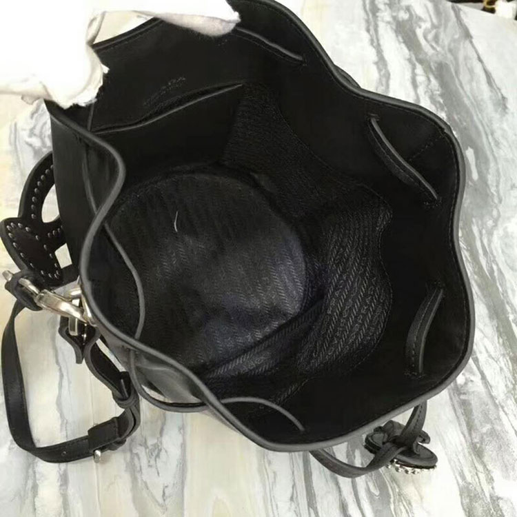 2018 Prada leather bucket bag