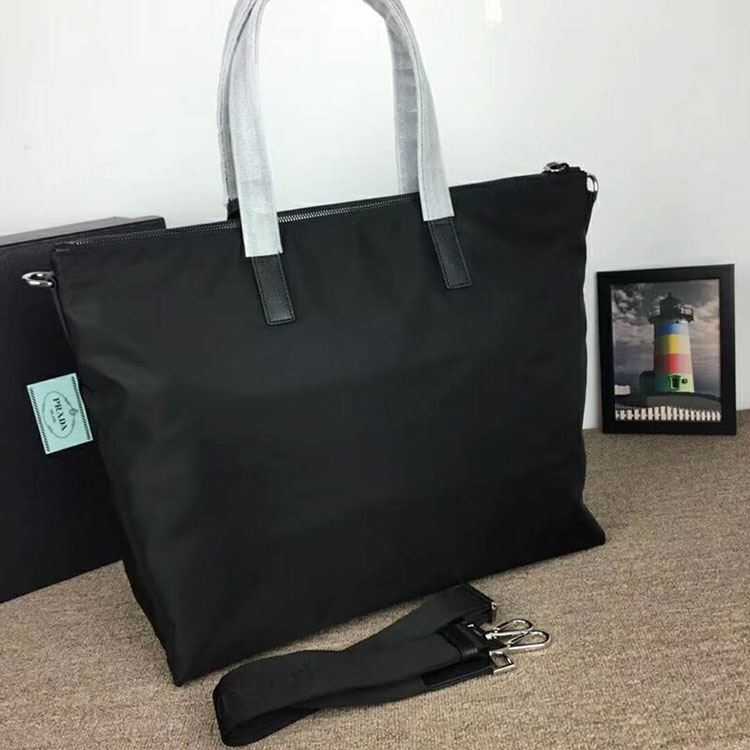 2018 Prada nylon and saffiano leather tote bag