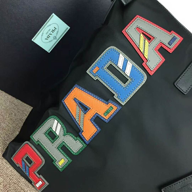 2018 Prada nylon and saffiano leather tote bag