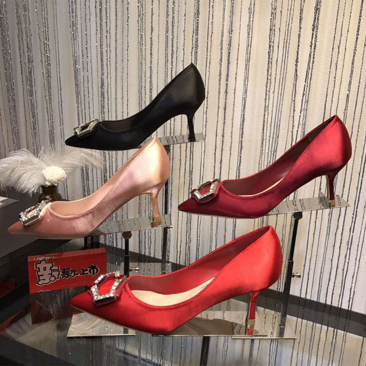 2018 Prada women high-heeled shoes in silk