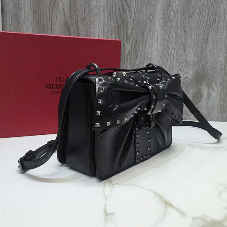 2018 Valentino MAXI BOW STRIPED SHOULDER BAG