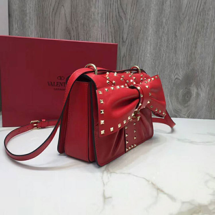 2018 Valentino MAXI BOW STRIPED SHOULDER BAG