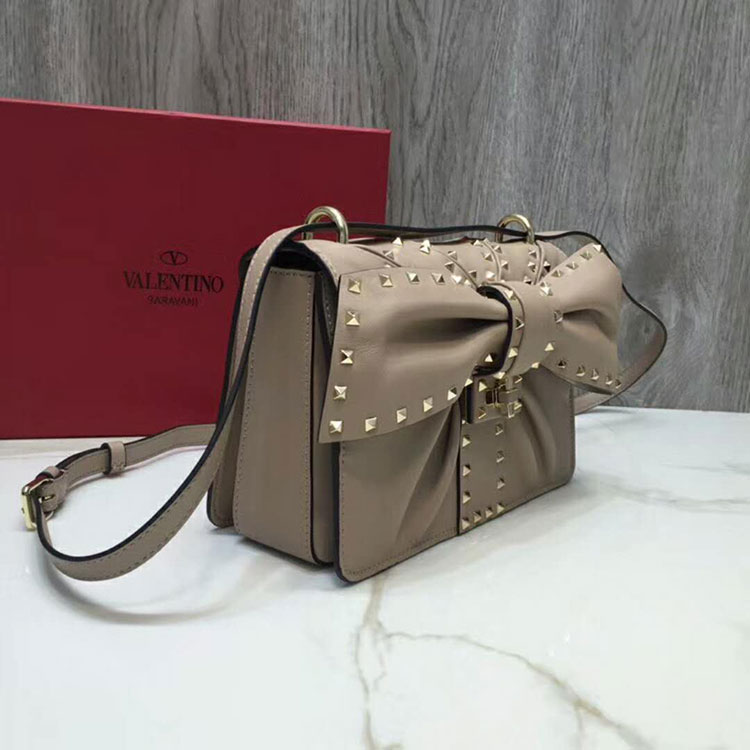 2018 Valentino MAXI BOW STRIPED SHOULDER BAG