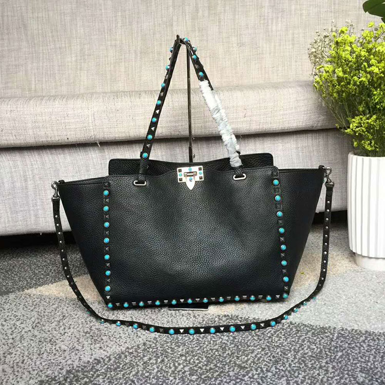 2018 Valentino ROCKSTUD NOIR MEDIUM TOTE 0973