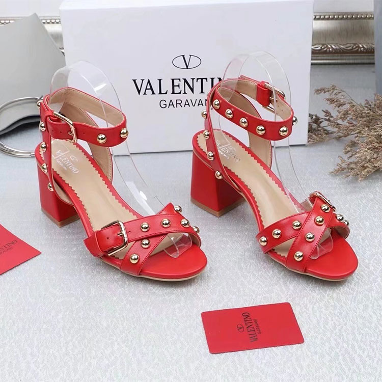 2018 Valentino women Sandal in Calfskin with rivet Heel 6.5cm