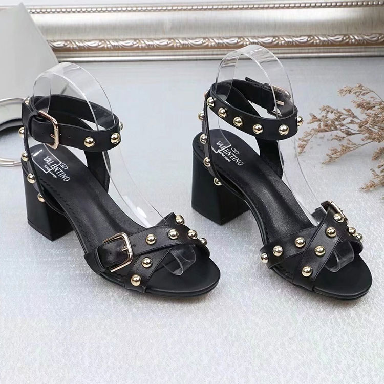 2018 Valentino women Sandal in Calfskin with rivet Heel 6.5cm