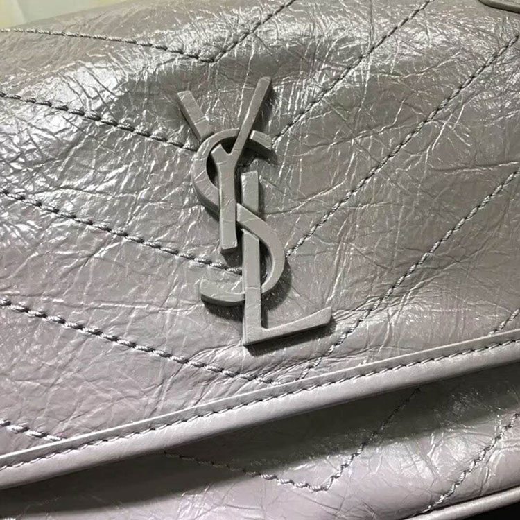 2018 YSL Baby Niki Chain Bag in Crinkled Quilted Leather