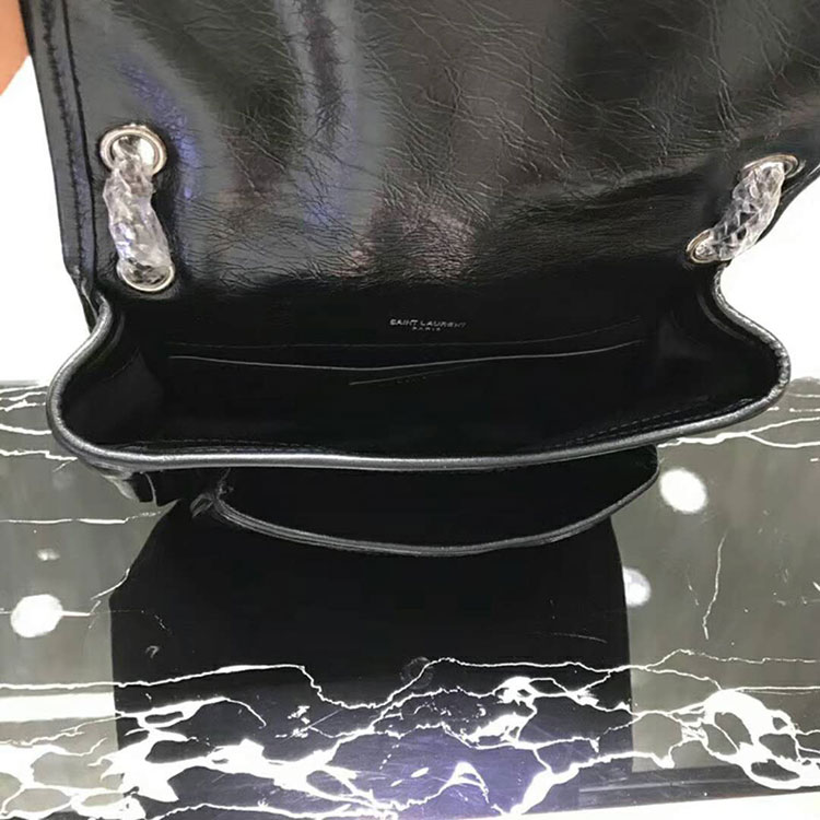 2018 YSL Baby Niki Chain Bag in Crinkled Quilted Leather