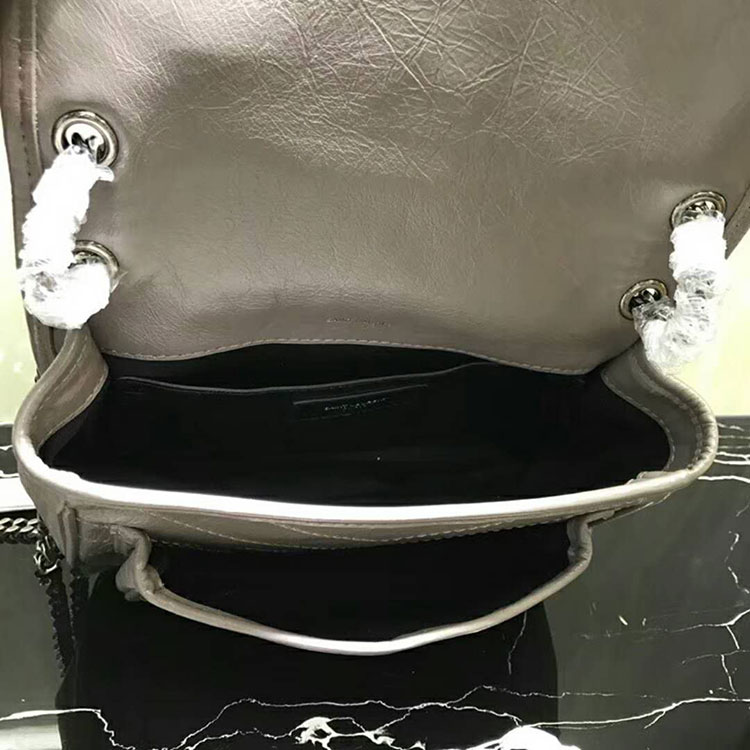 2018 YSL Baby Niki Chain Bag in Crinkled Quilted Leather