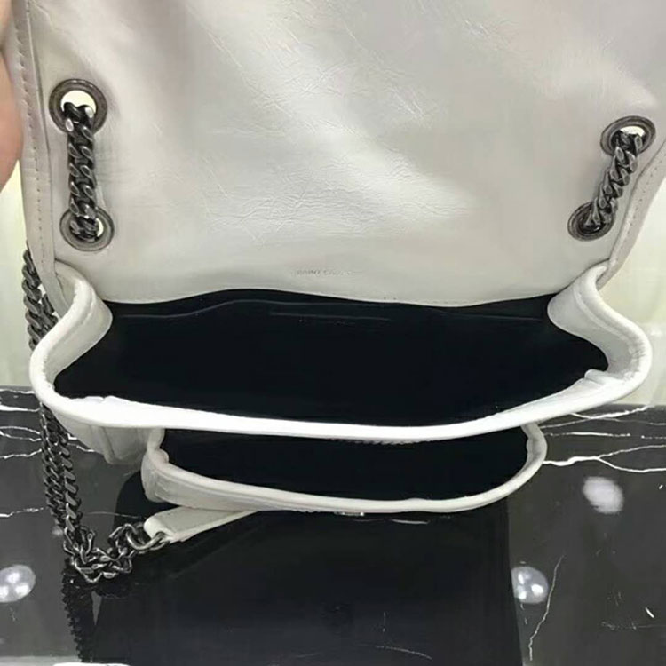 2018 YSL Baby Niki Chain Bag in Crinkled Quilted Leather