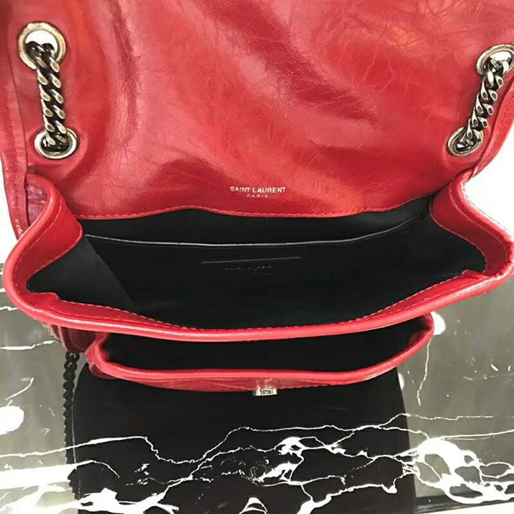 2018 YSL Baby Niki Chain Bag in Crinkled Quilted Leather