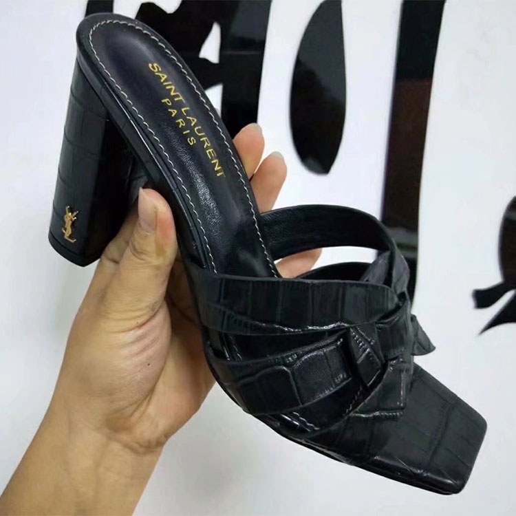 2018 Yves Saint Laurent(YSL) women Slippers in Calfskin Heel 9cm