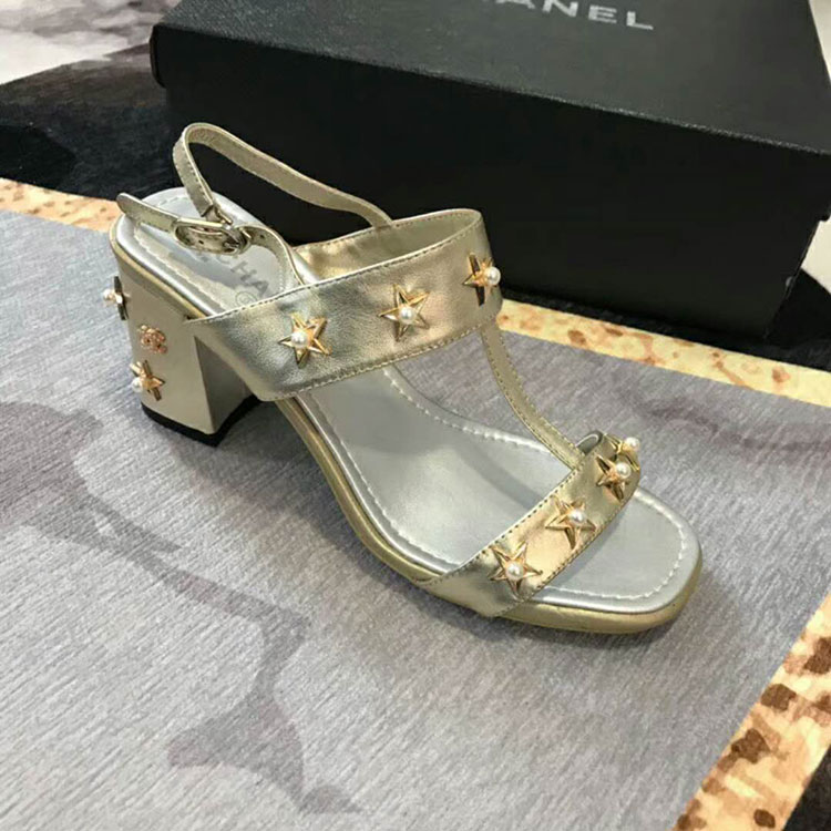 2018 chanle women Sandal in Calfskin Heel 8cm