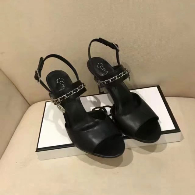 2018 chanle women Sandal in Calfskin Heel 9cm